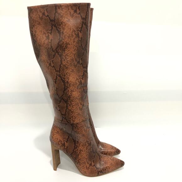 Billini Dare You To Try Heeled Snake Print Knee High Boots Multicolor Size 8 - Picture 4 of 10